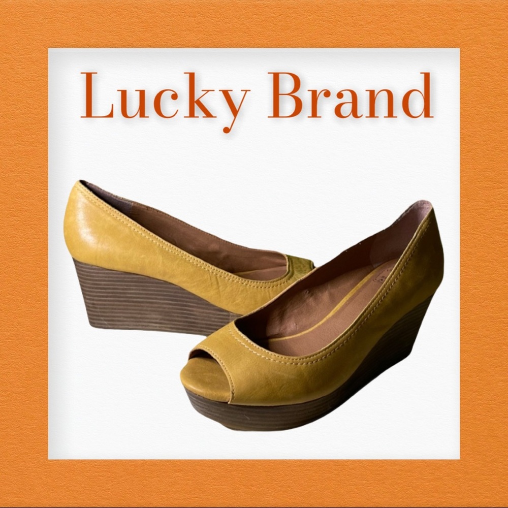Lucky Brand Issy 2 Leather Peep Toe Wedges